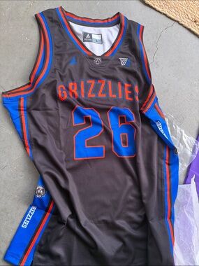 Grizzlies #26 Black Basketball Jersey with Blue & Red Trim